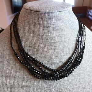 Black Acrylic Multistrand Necklace - Pre-loved (15"-18")